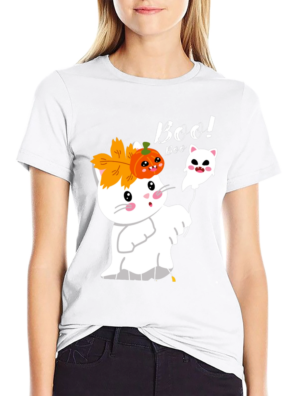 Halloween Boo! Cat Ghost T-Shirt