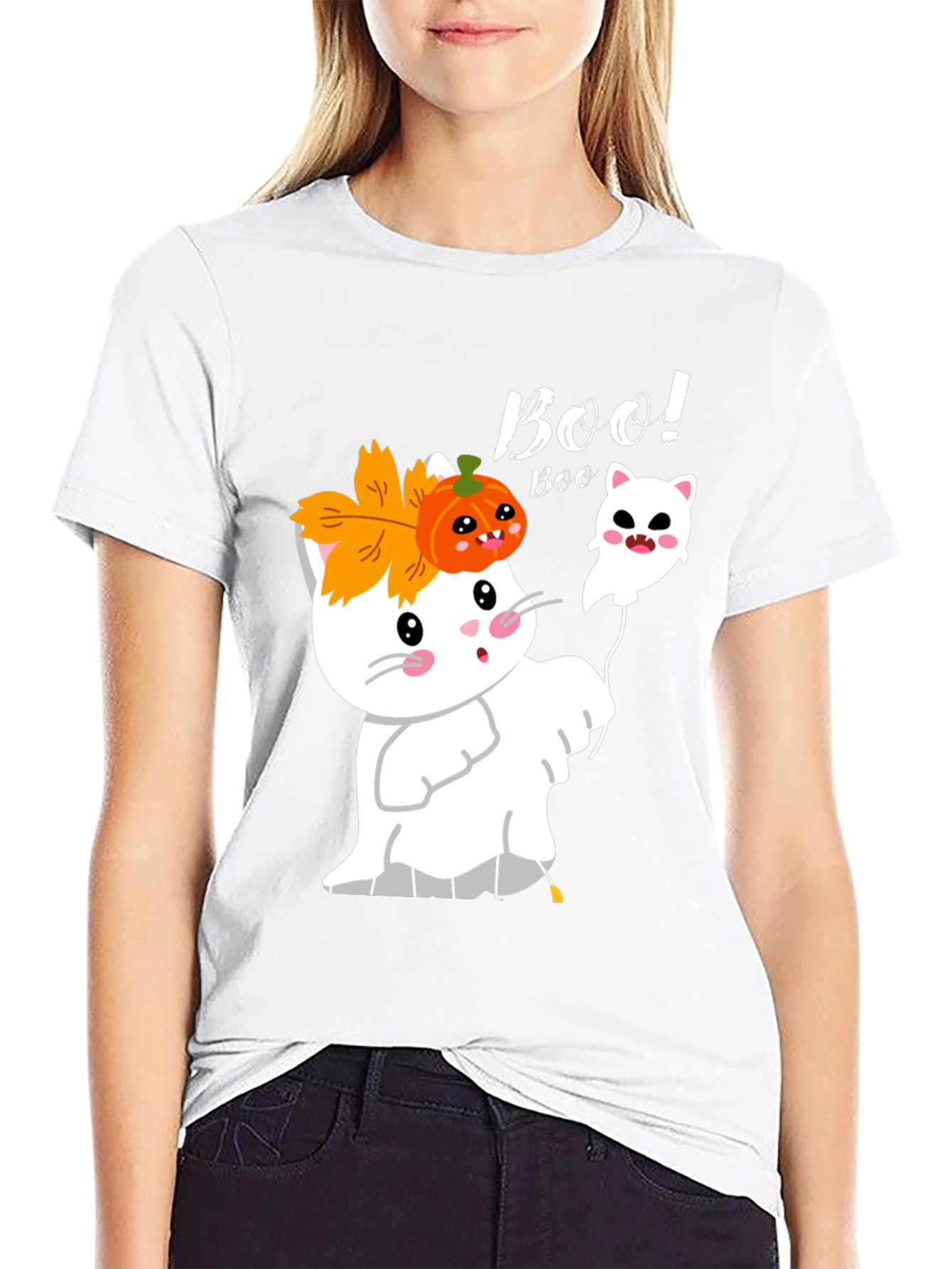 Halloween Boo! Cat Ghost T-Shirt