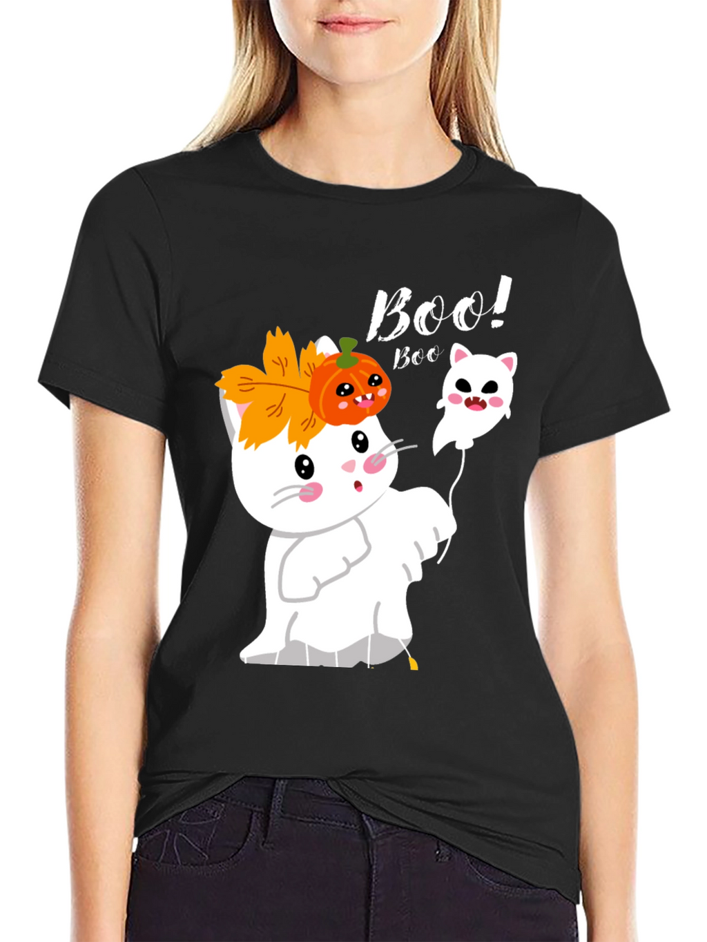 Halloween Boo! Cat Ghost T-Shirt