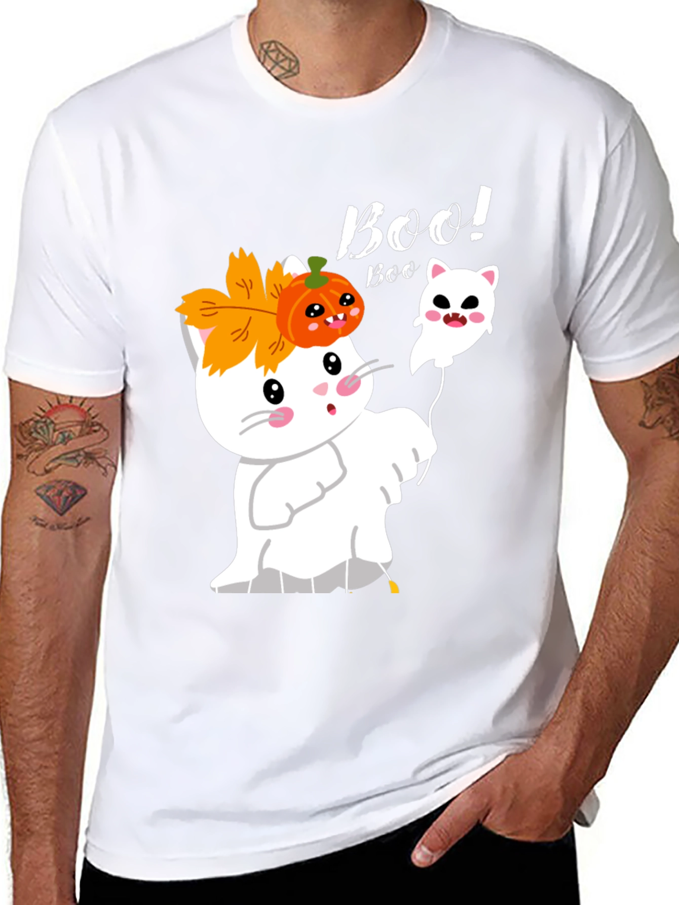 Halloween Boo! Cat Ghost T-Shirt