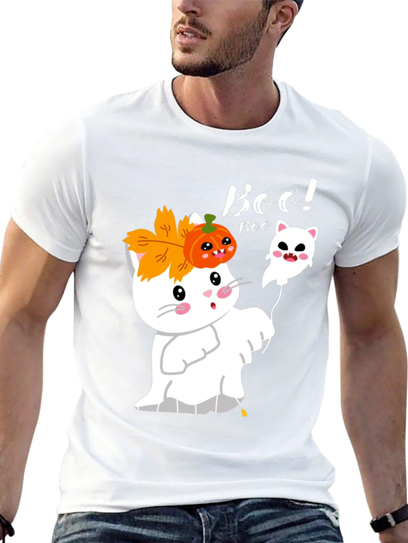 Halloween Boo! Cat Ghost T-Shirt