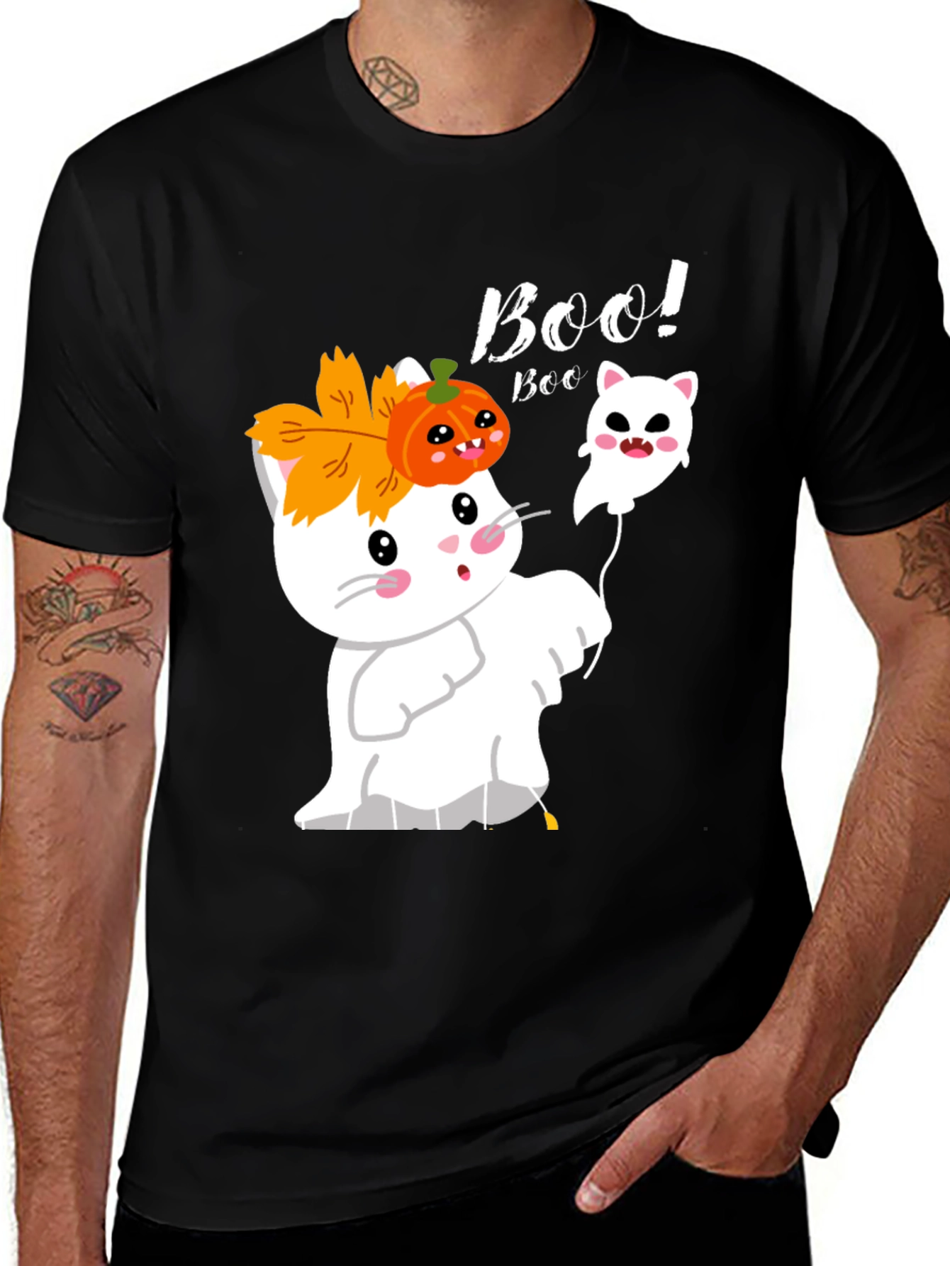 Halloween Boo! Cat Ghost T-Shirt