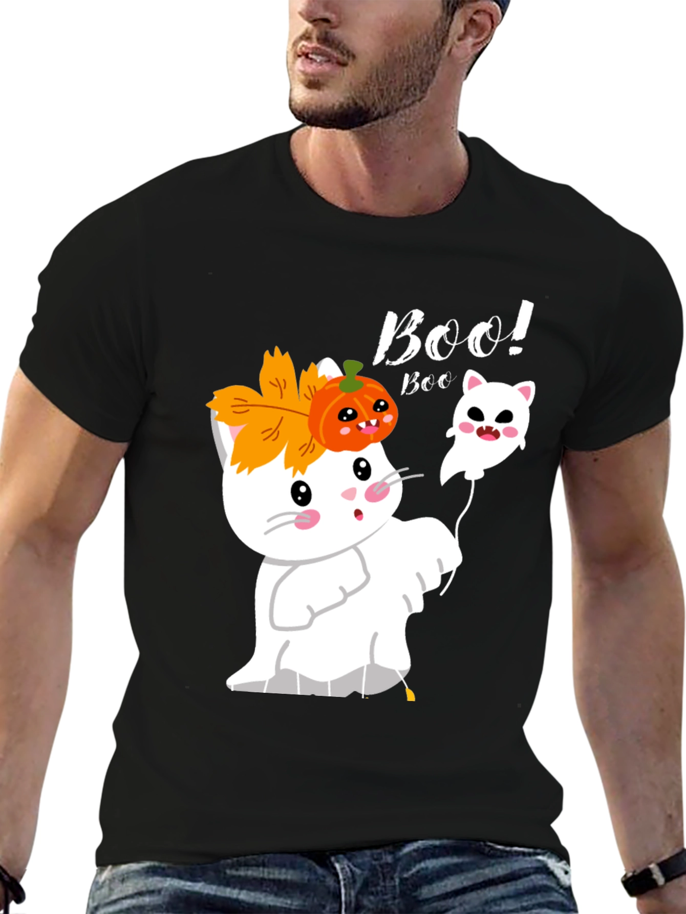 Halloween Boo! Cat Ghost T-Shirt
