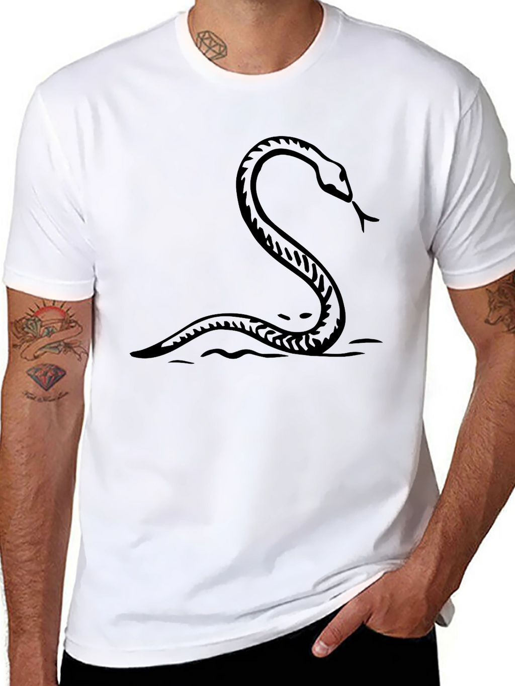 Black Snake Graphic T-Shirt - Mens Casual Tee