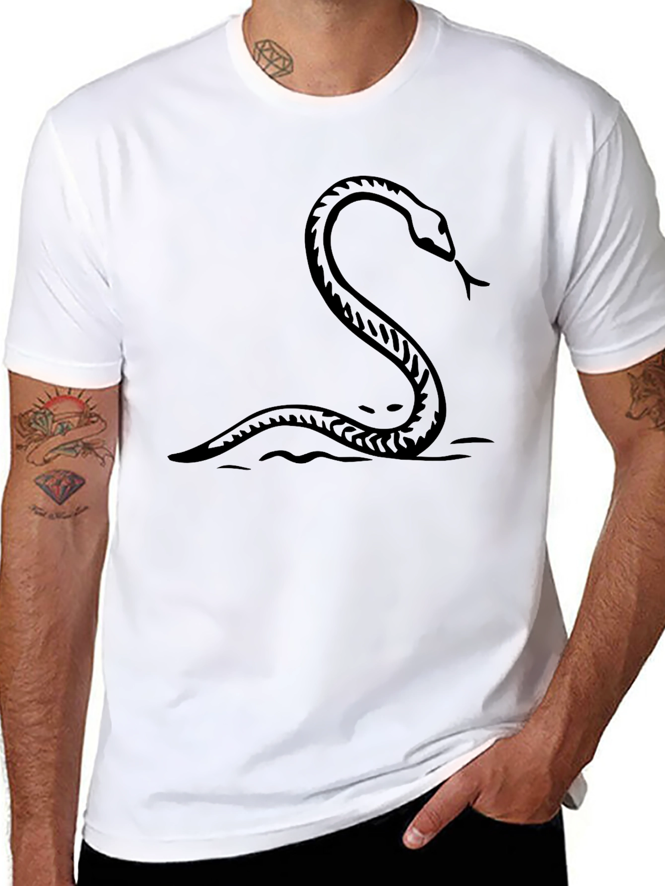 Black Snake Graphic T-Shirt - Mens Casual Tee