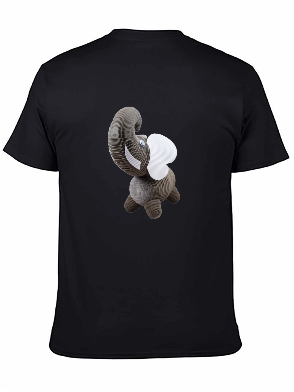 Black T-Shirt with 3D Elephant Design