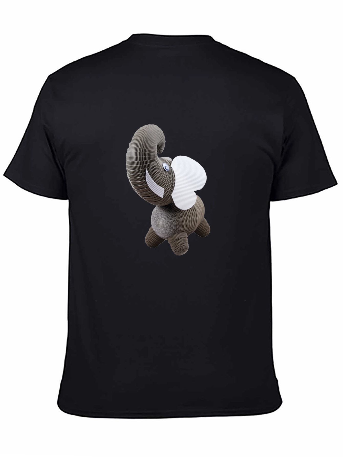 Black T-Shirt with 3D Elephant Design