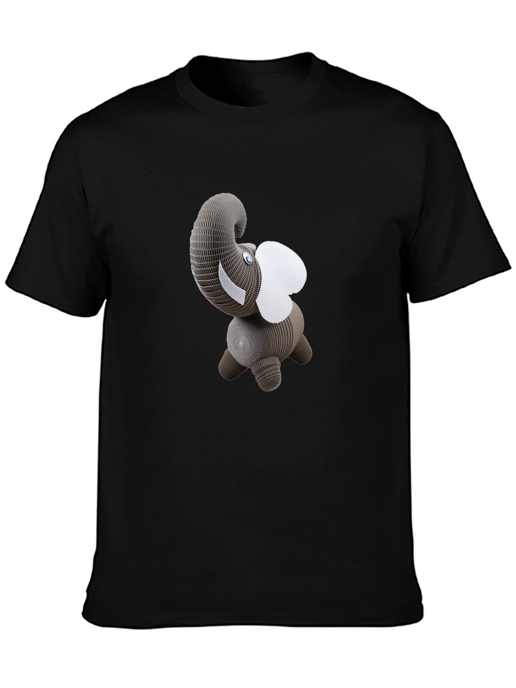 Black T-Shirt with 3D Elephant Design