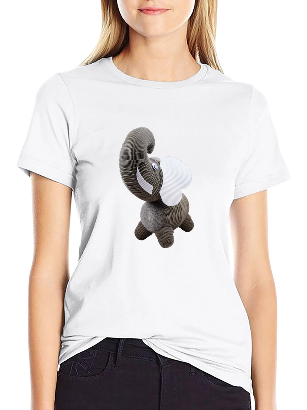 Black T-Shirt with 3D Elephant Design
