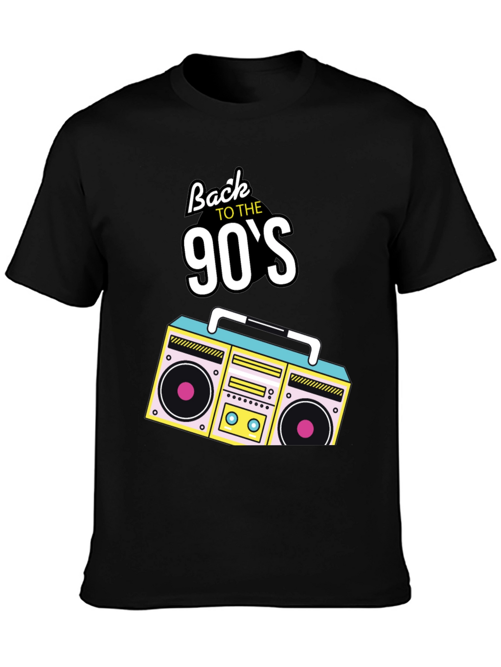 Back to the 90s Retro Boombox Black T-Shirt