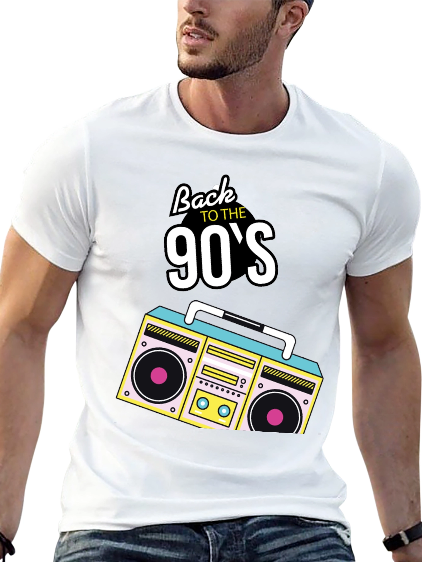 Back to the 90s Retro Boombox Black T-Shirt
