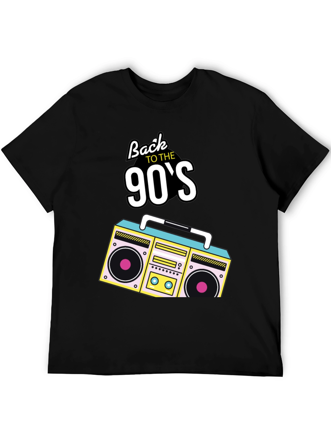 Back to the 90s Retro Boombox Black T-Shirt
