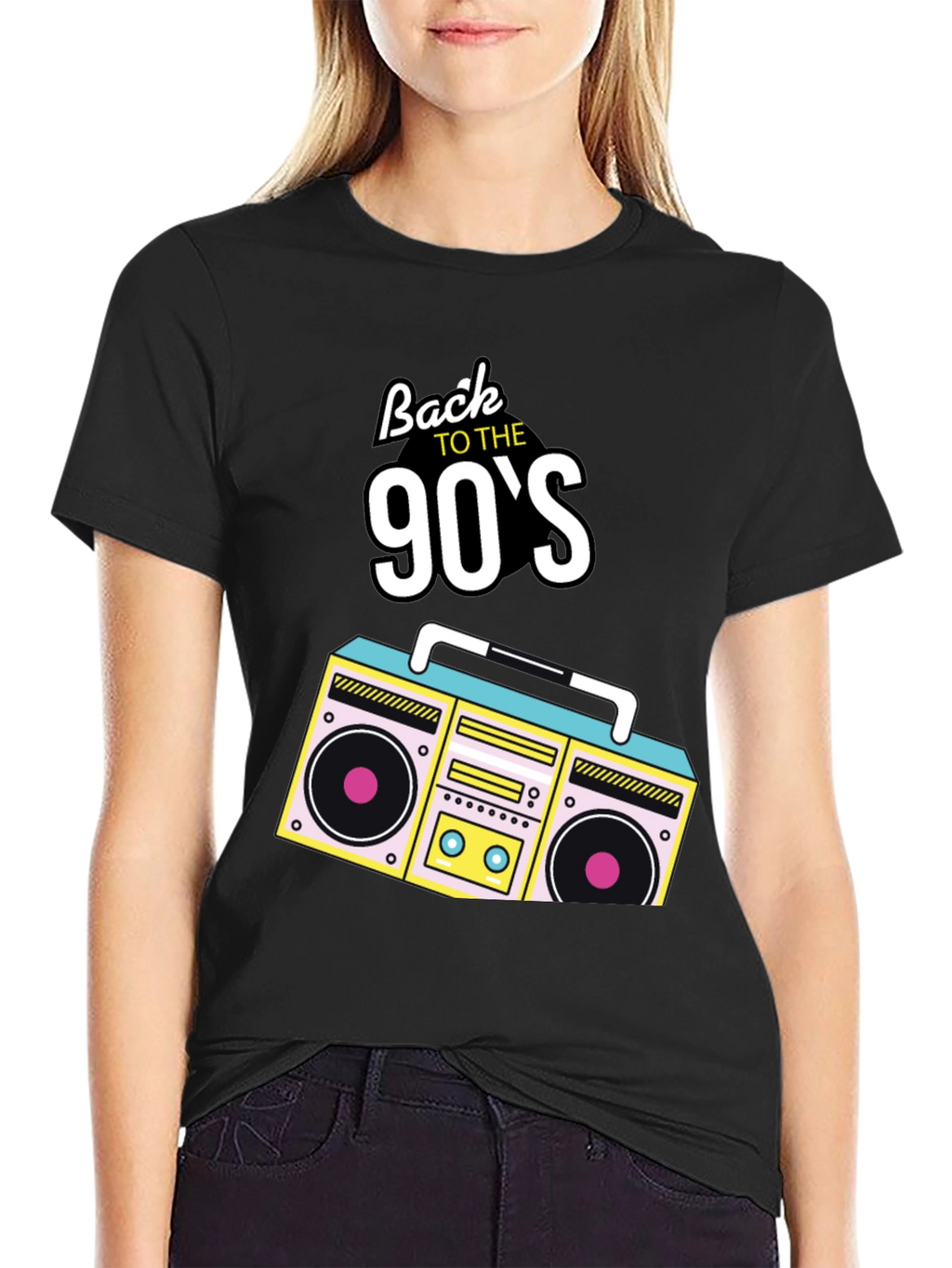 Back to the 90s Retro Boombox Black T-Shirt