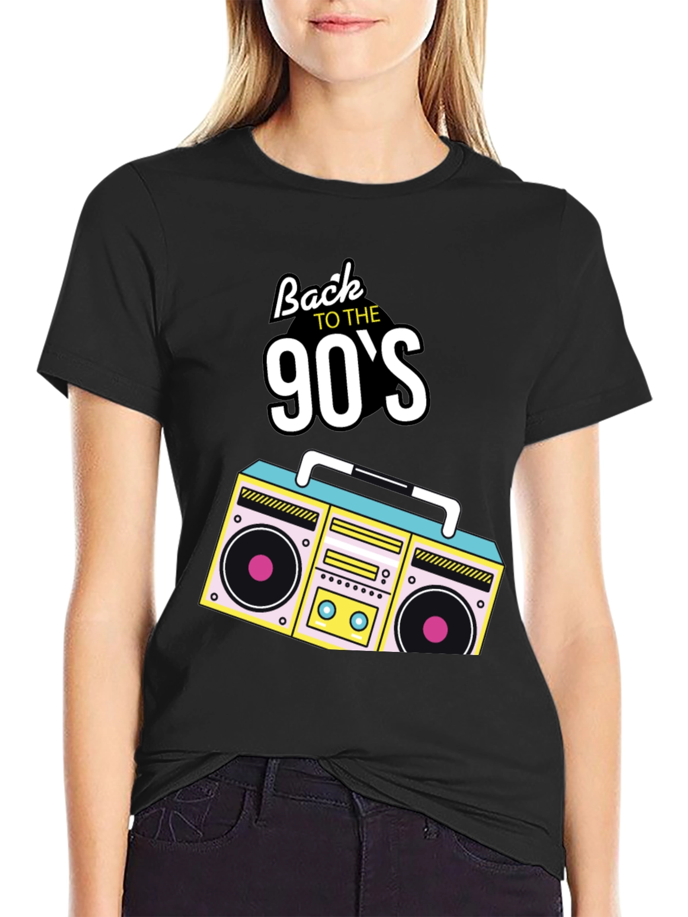 Back to the 90s Retro Boombox Black T-Shirt