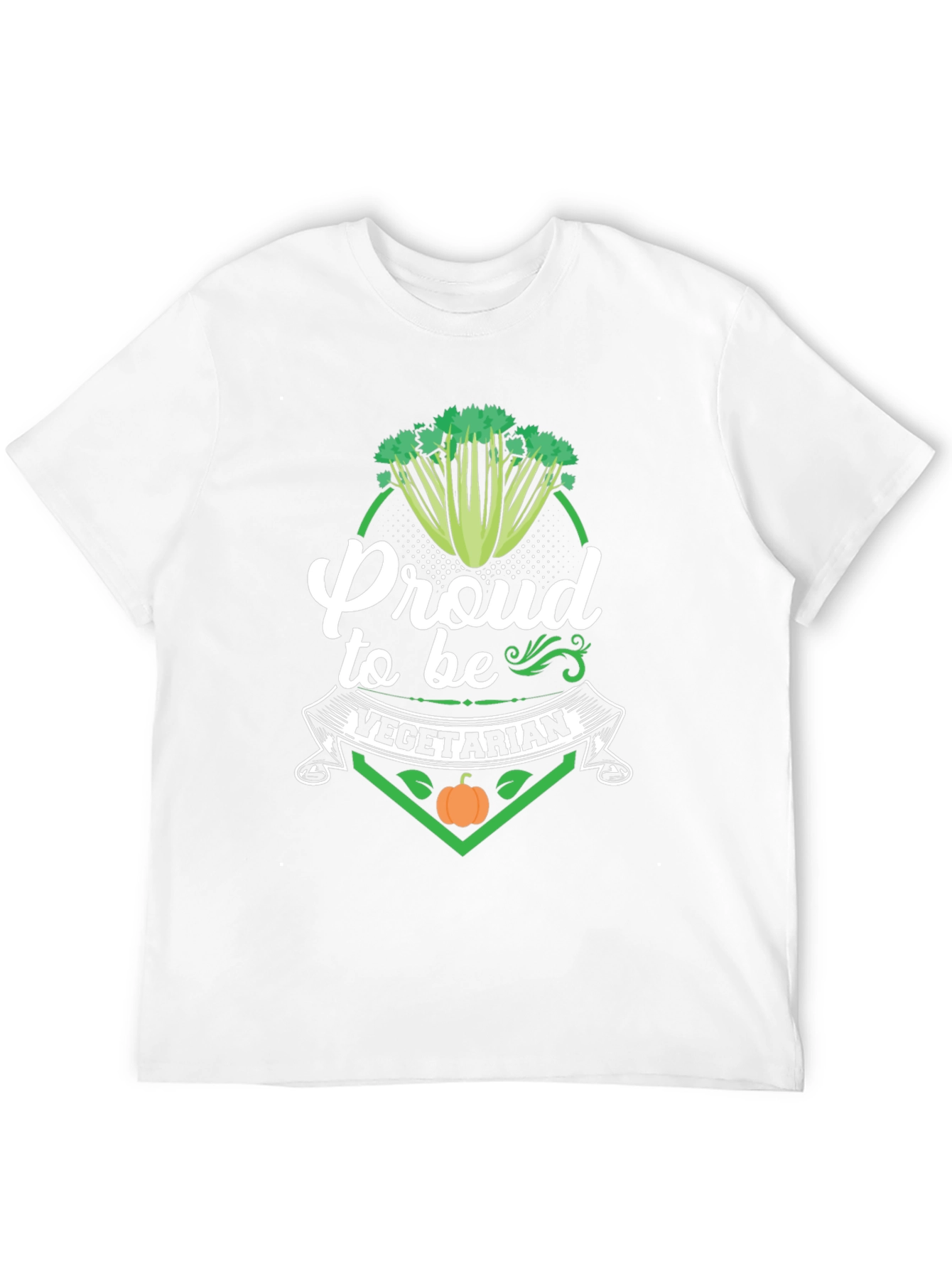 Proud to be Vegetarian T-Shirt - Celery & Pumpkin Design