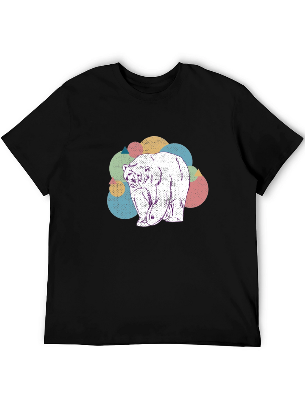 Geometric Bear Graphic Tee - Soft Cotton Blend