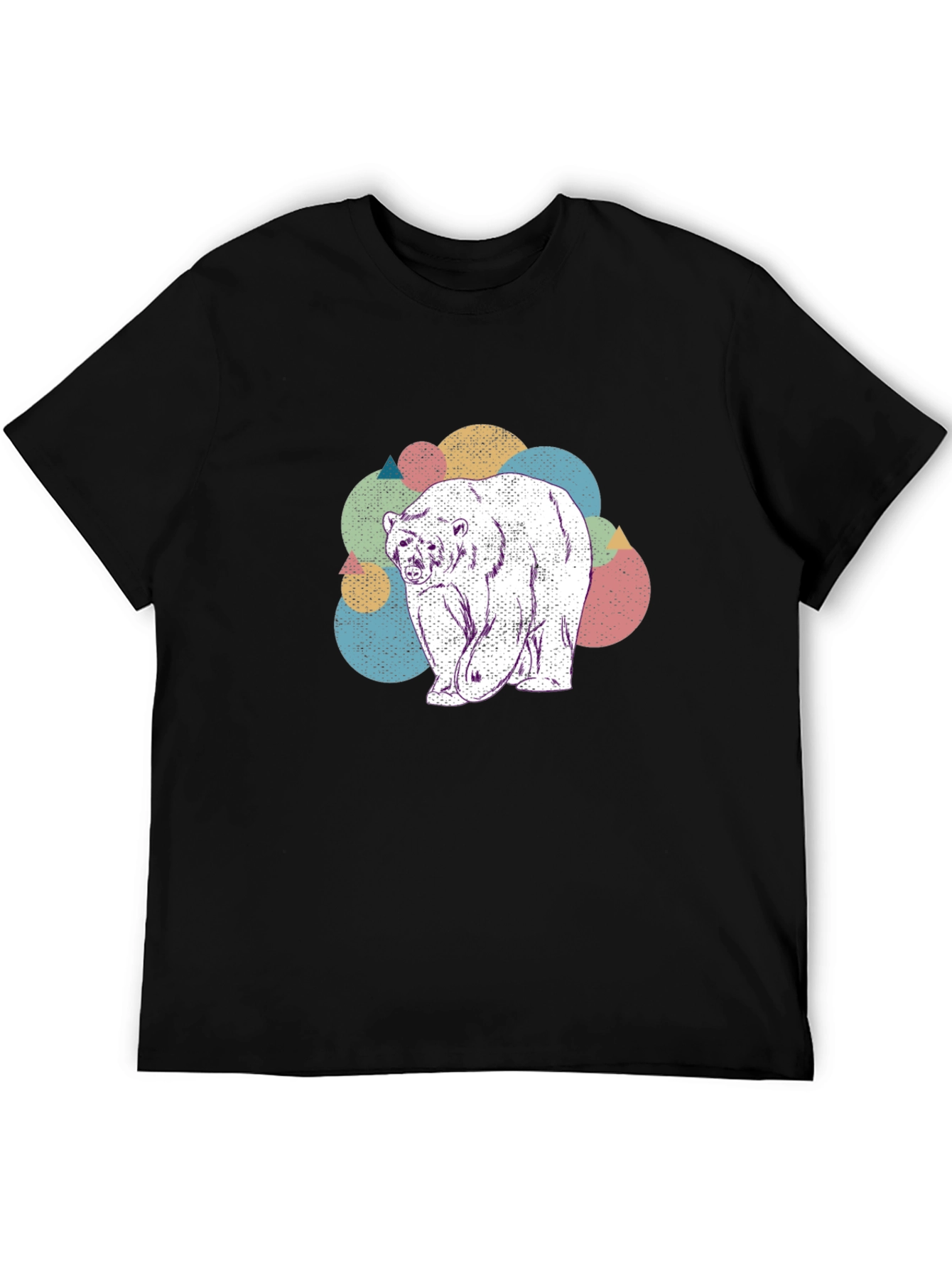 Geometric Bear Graphic Tee - Soft Cotton Blend