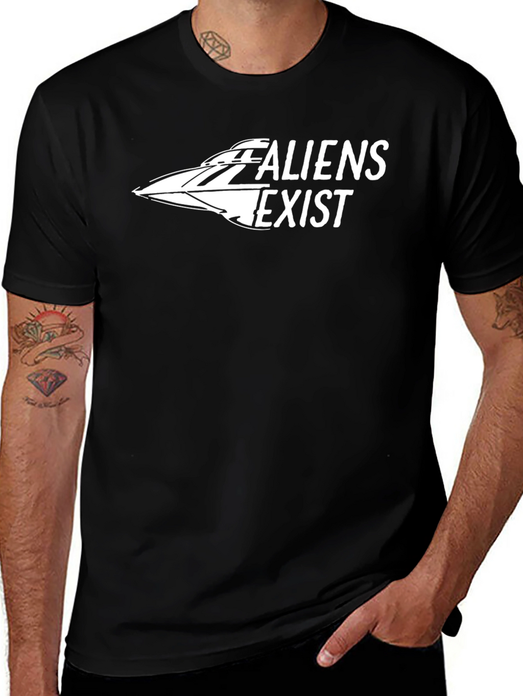 Aliens Exist Graphic T-Shirt - Black