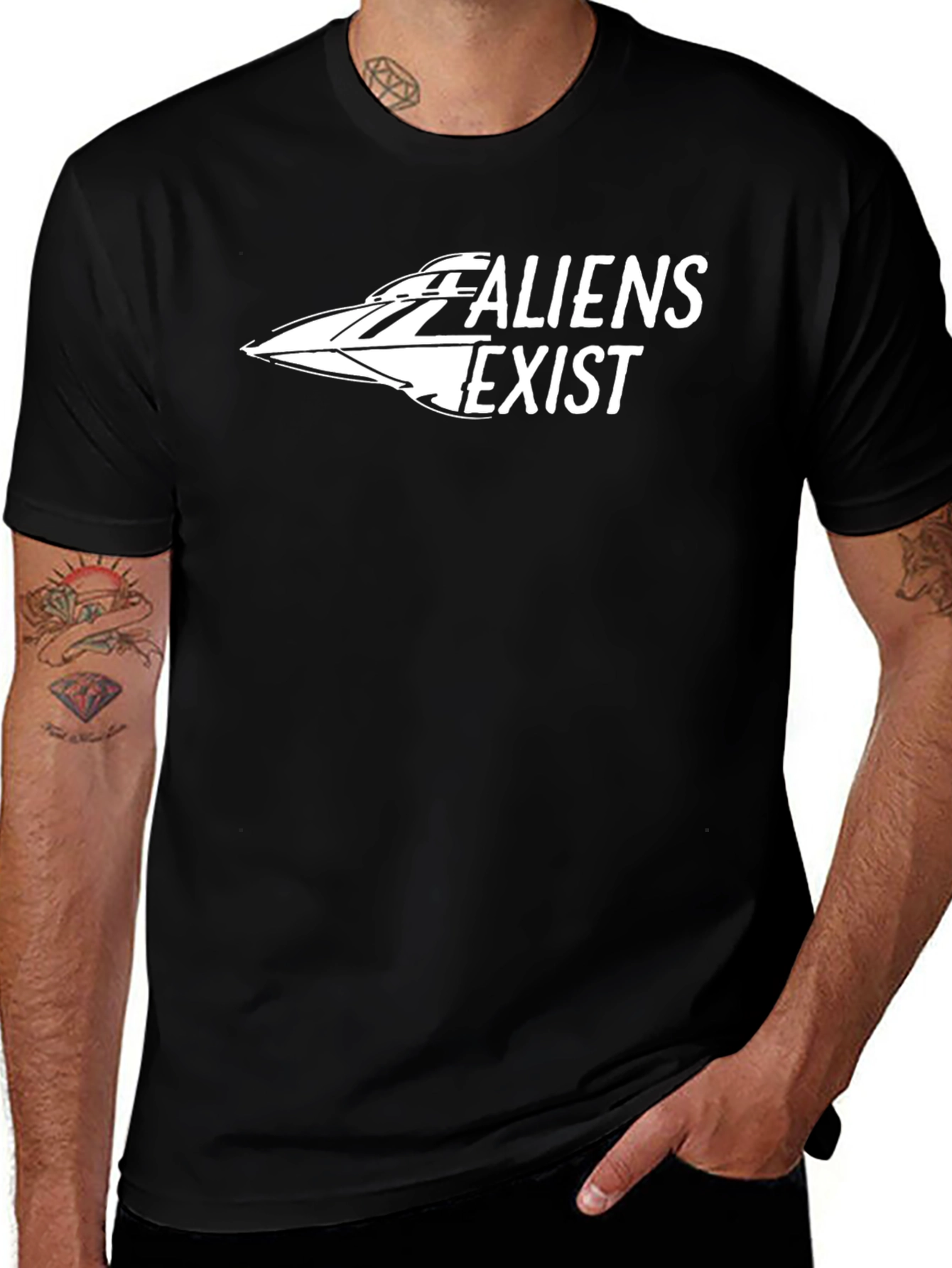 Aliens Exist Graphic T-Shirt - Black