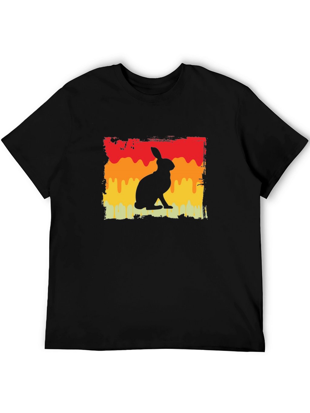Retro Rabbit Graphic Tee - Black Cotton Blend T-Shirt