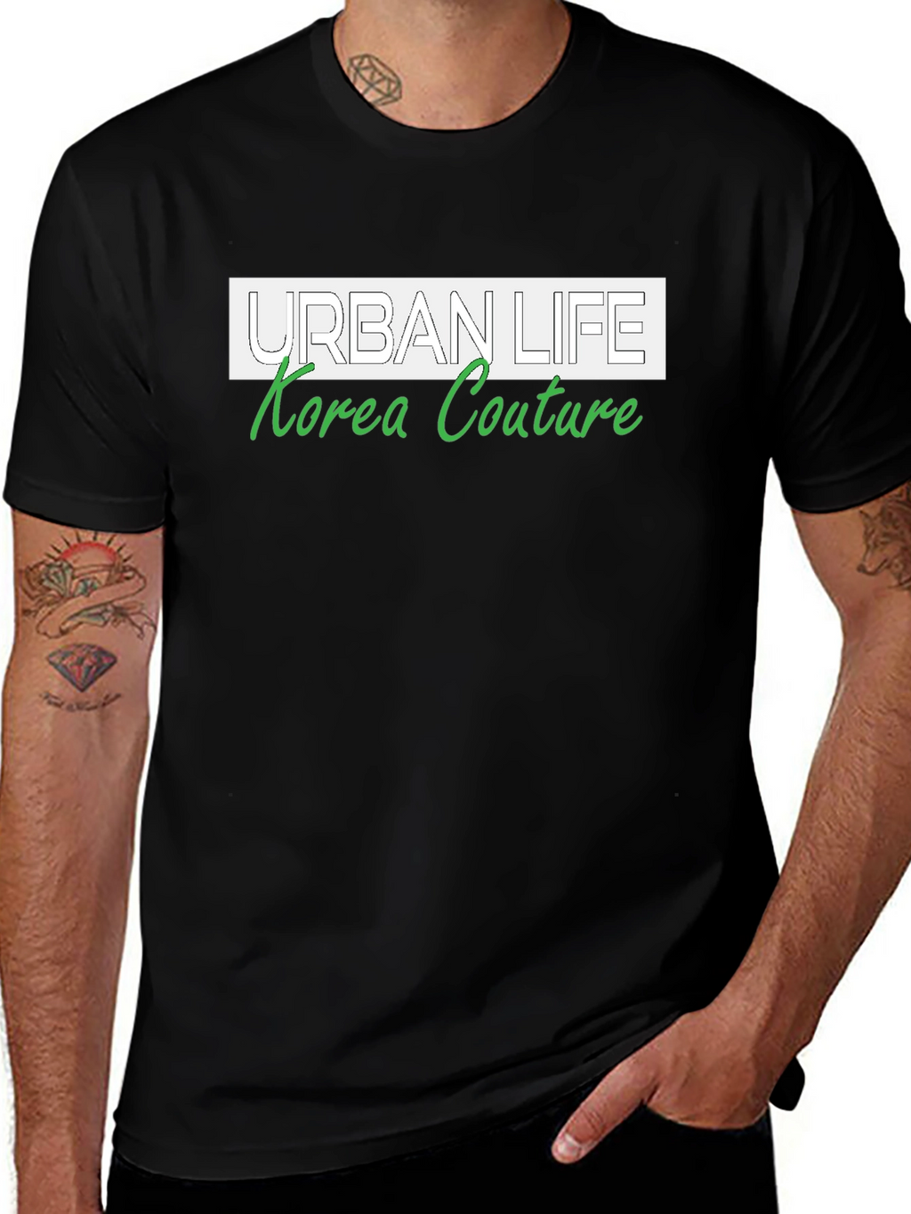 Urban Life Korea Couture Black Graphic Tee