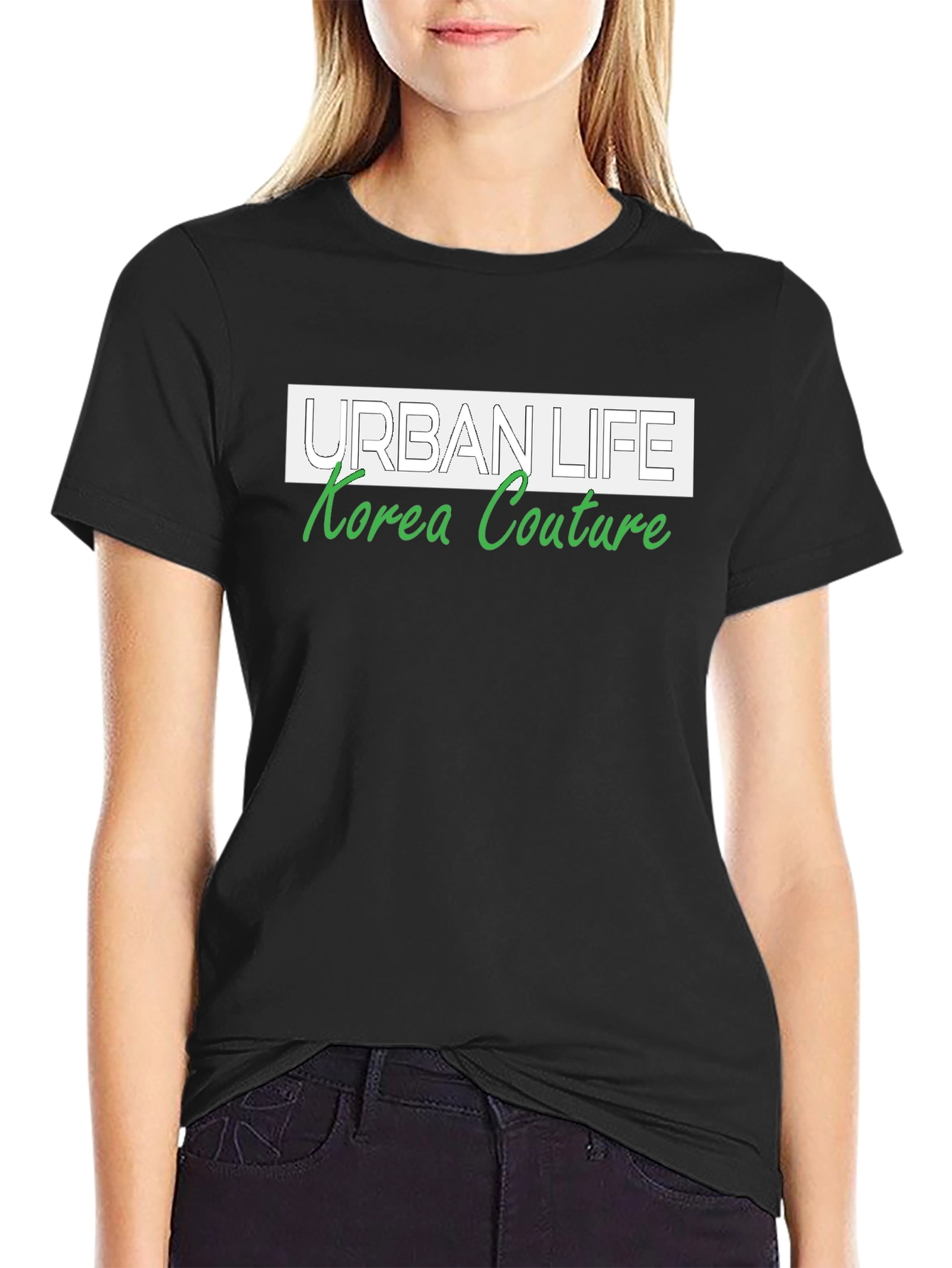 Urban Life Korea Couture Black Graphic Tee