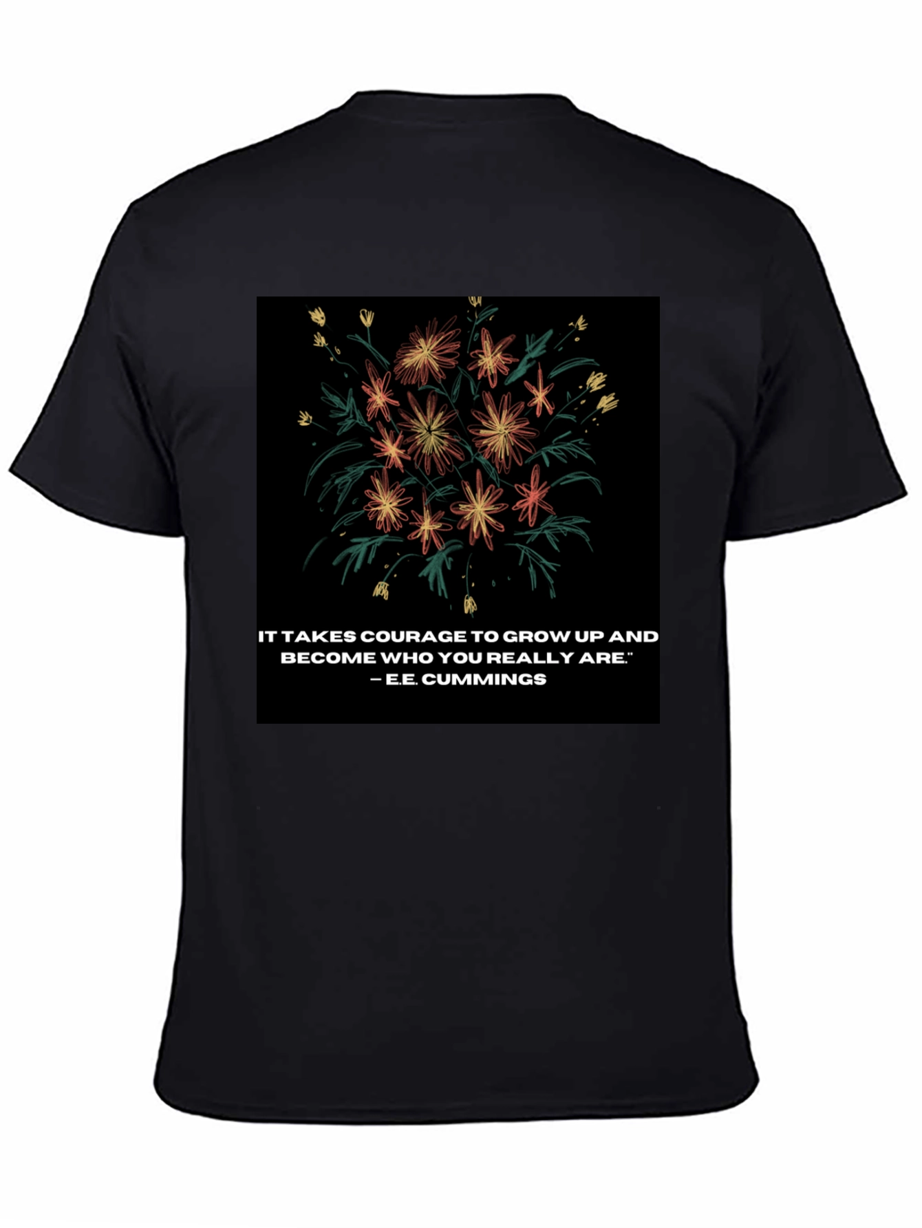 Floral Quote Graphic Tee - Courage to Grow