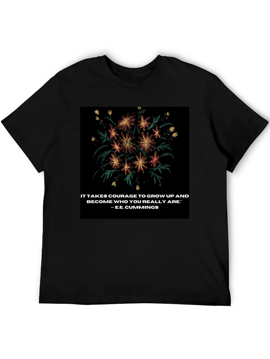 Floral Quote Graphic Tee - Courage to Grow