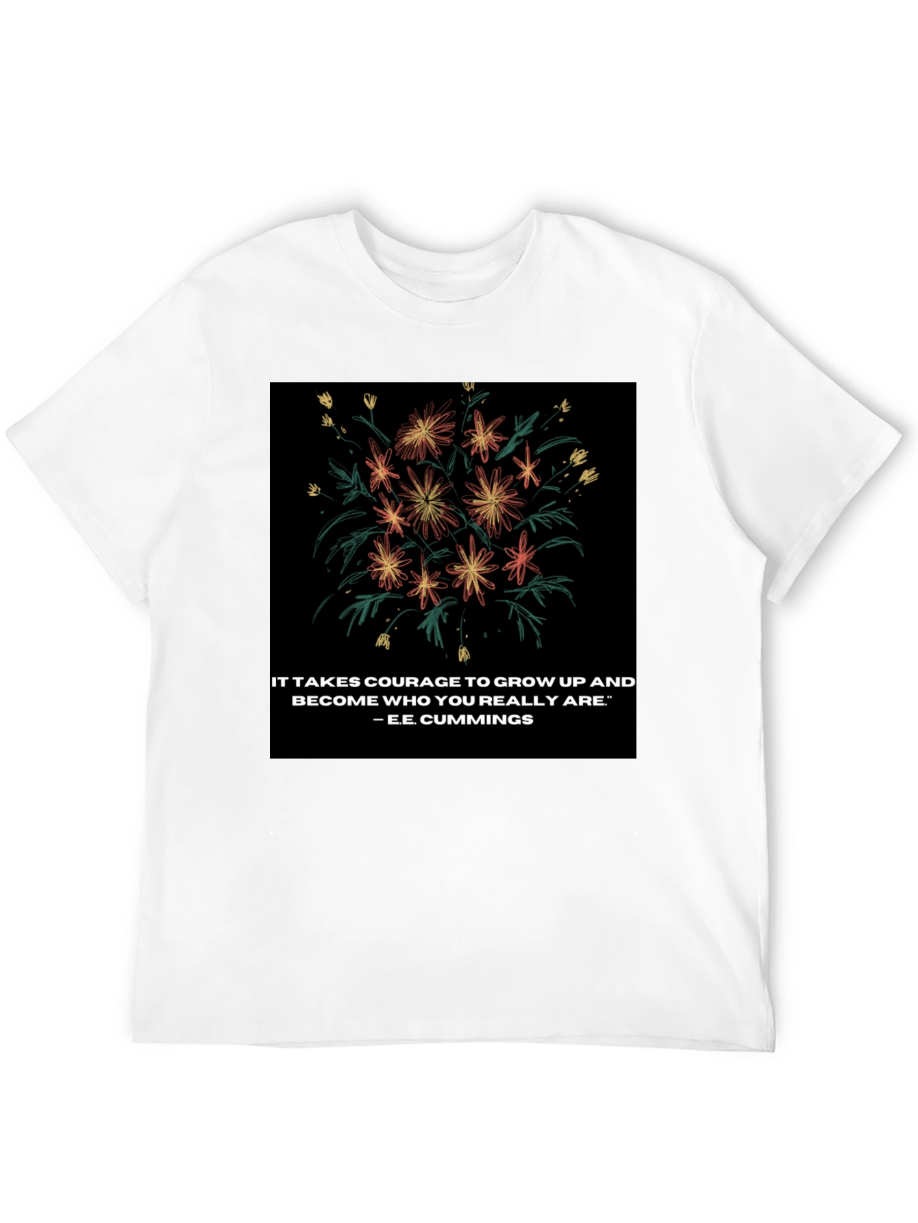 Floral Quote Graphic Tee - Courage to Grow
