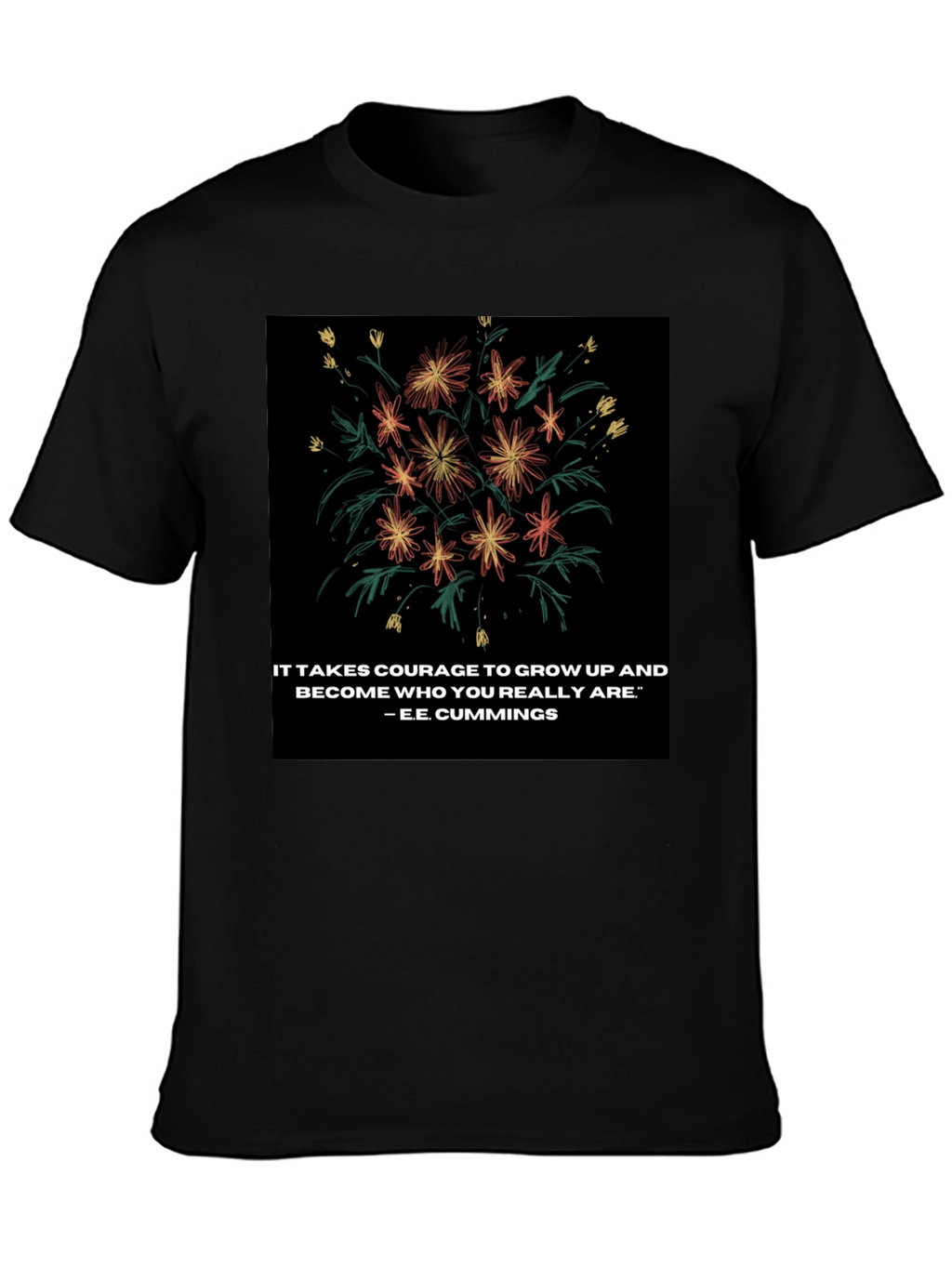Floral Quote Graphic Tee - Courage to Grow