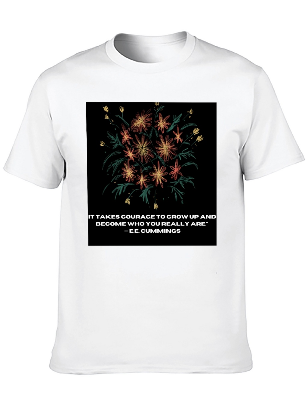 Floral Quote Graphic Tee - Courage to Grow