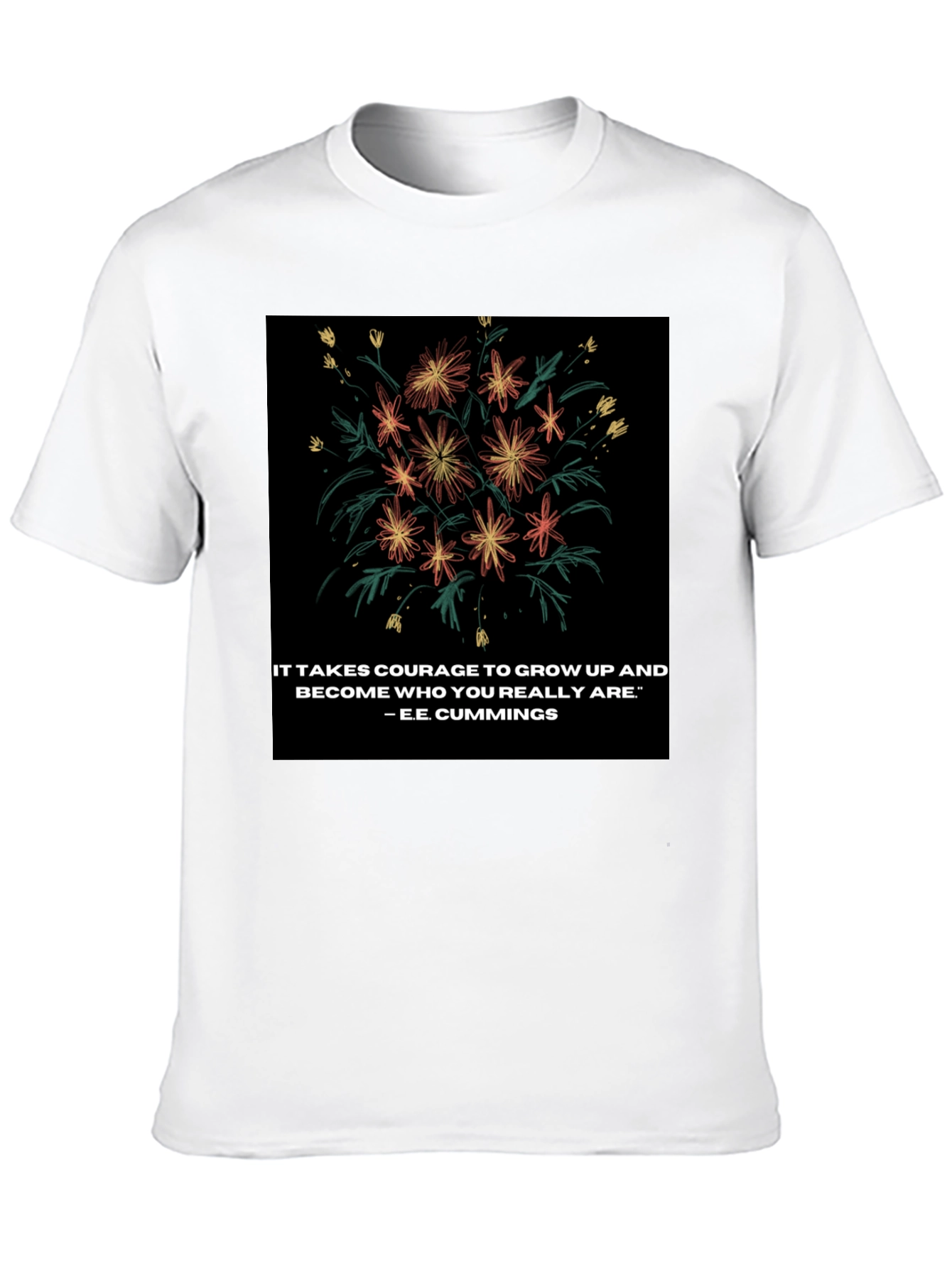 Floral Quote Graphic Tee - Courage to Grow