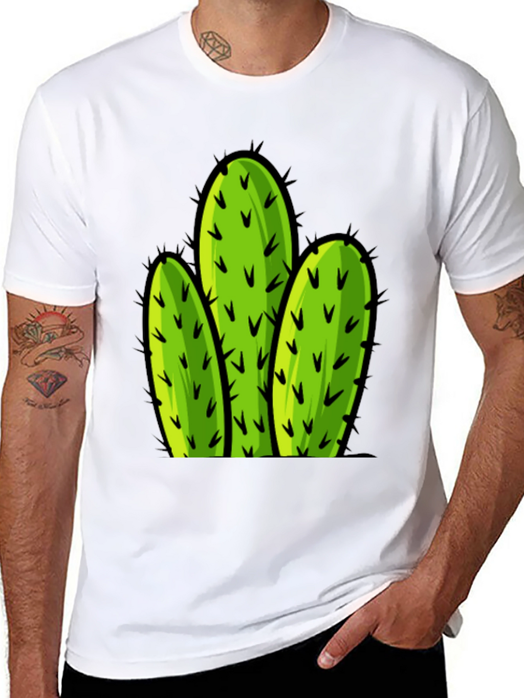 Cactus Graphic Tee - Black Cotton T-Shirt