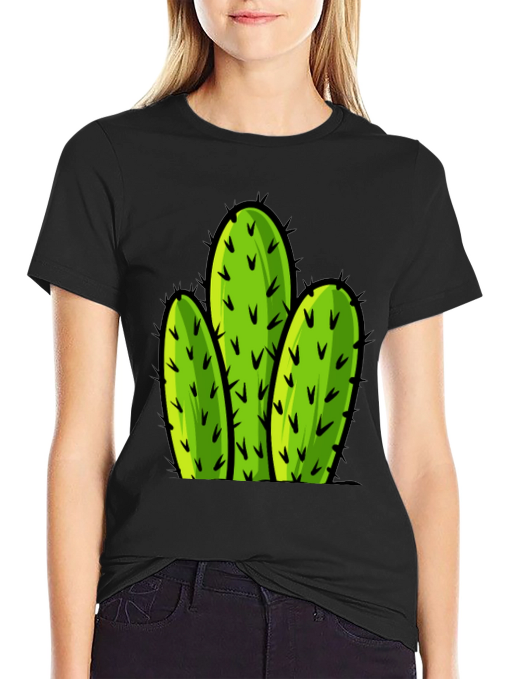 Cactus Graphic Tee - Black Cotton T-Shirt