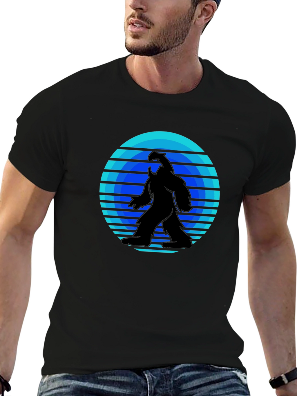Retro Bigfoot T-Shirt - Black Tee