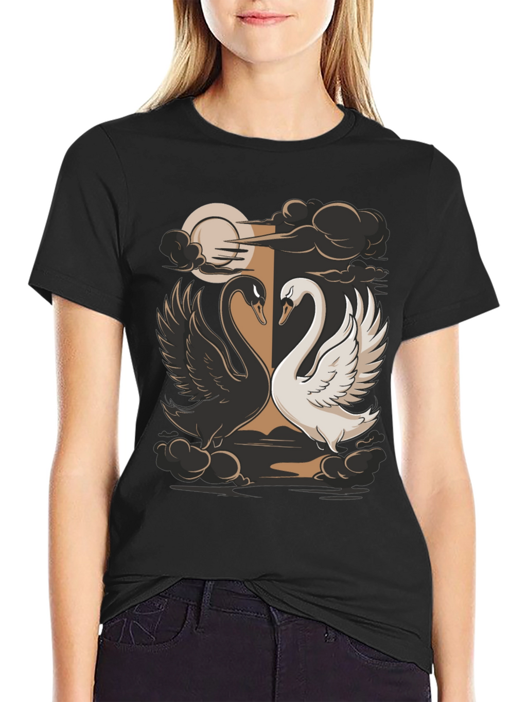 Yin Yang Swans Graphic Tee