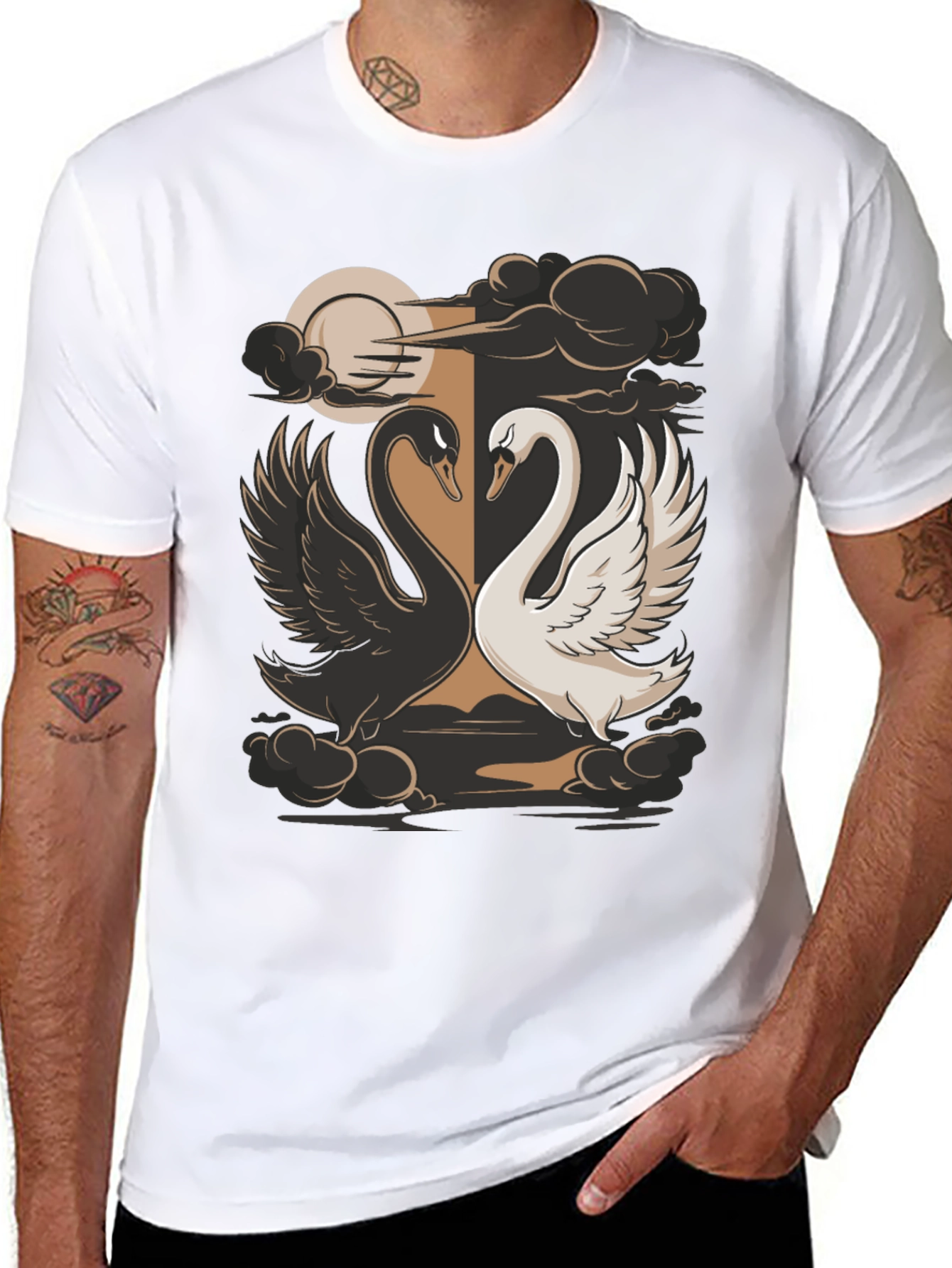 Yin Yang Swans Graphic Tee