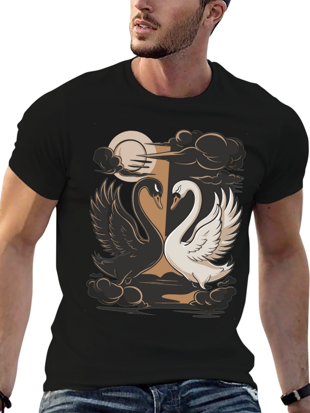 Yin Yang Swans Graphic Tee