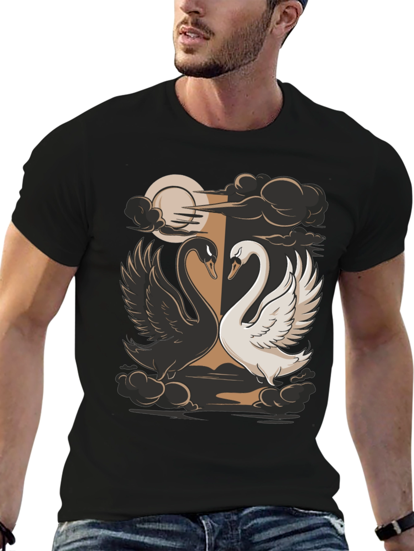 Yin Yang Swans Graphic Tee