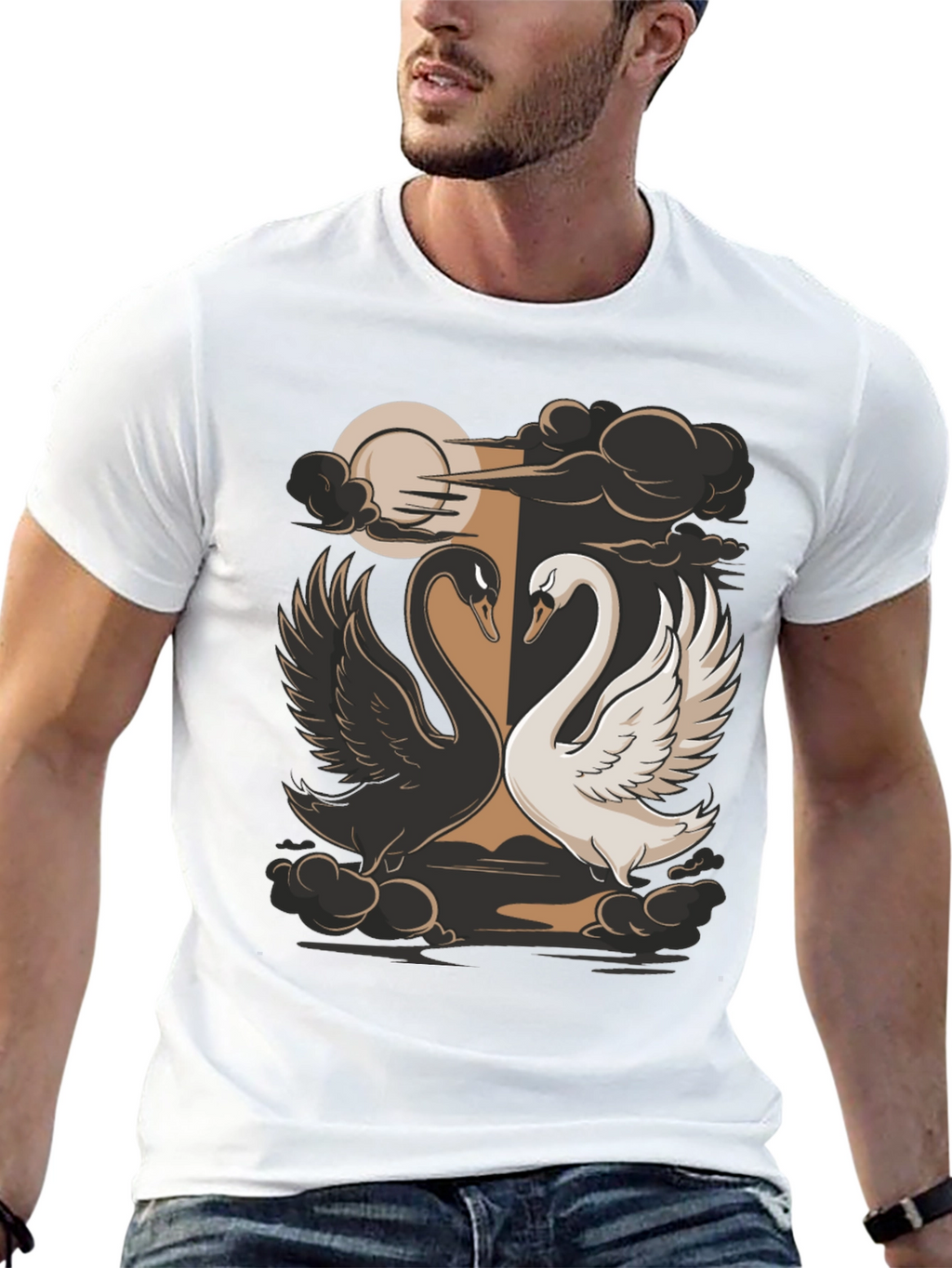 Yin Yang Swans Graphic Tee