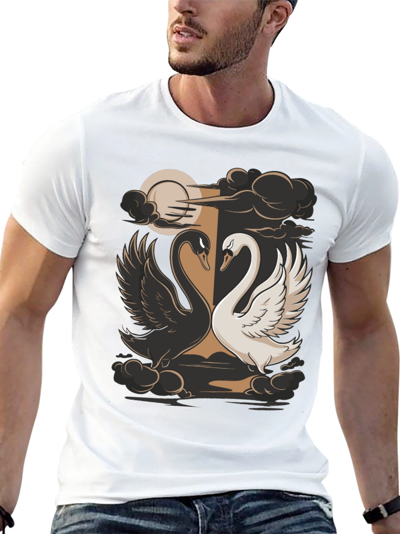 Yin Yang Swans Graphic Tee