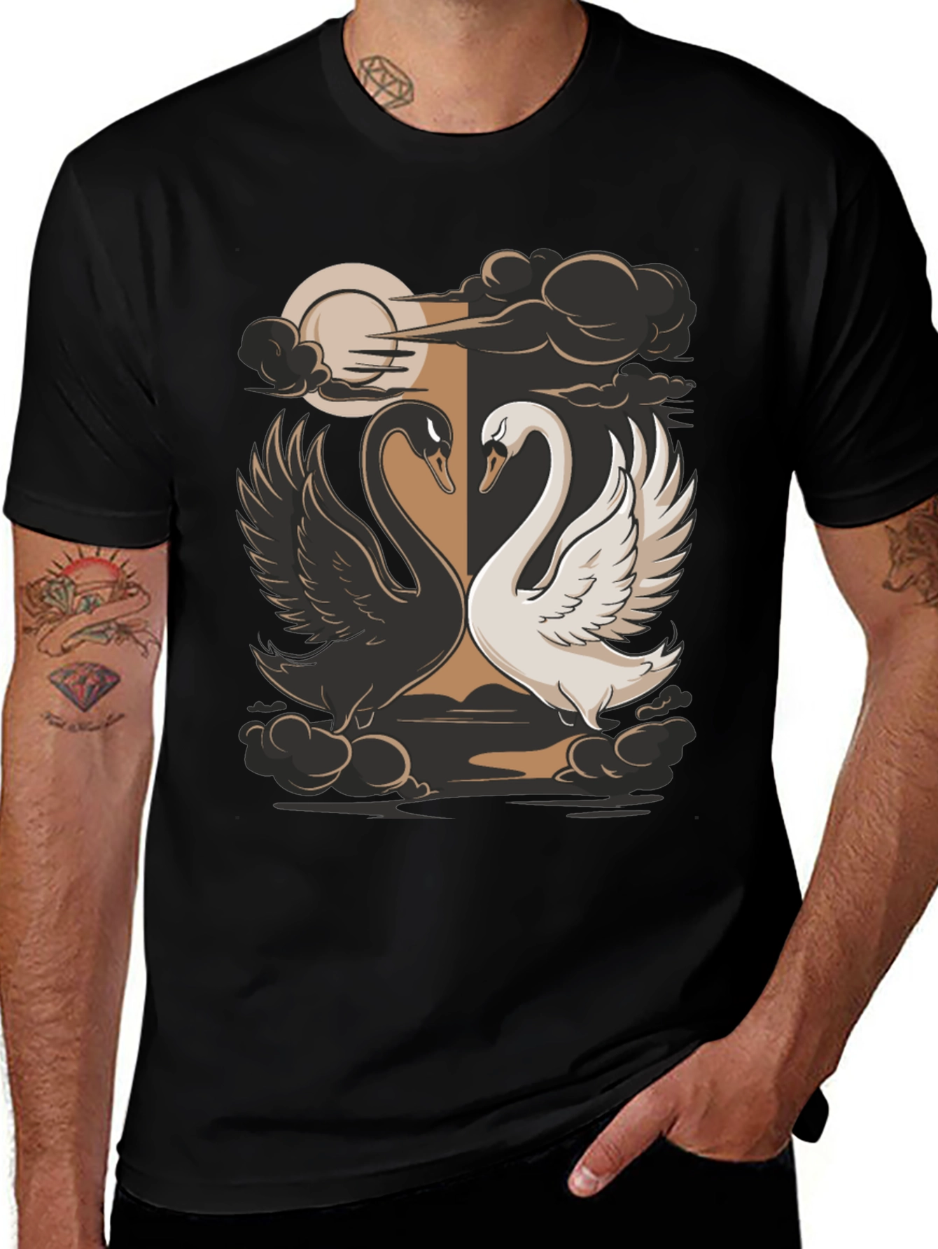 Yin Yang Swans Graphic Tee