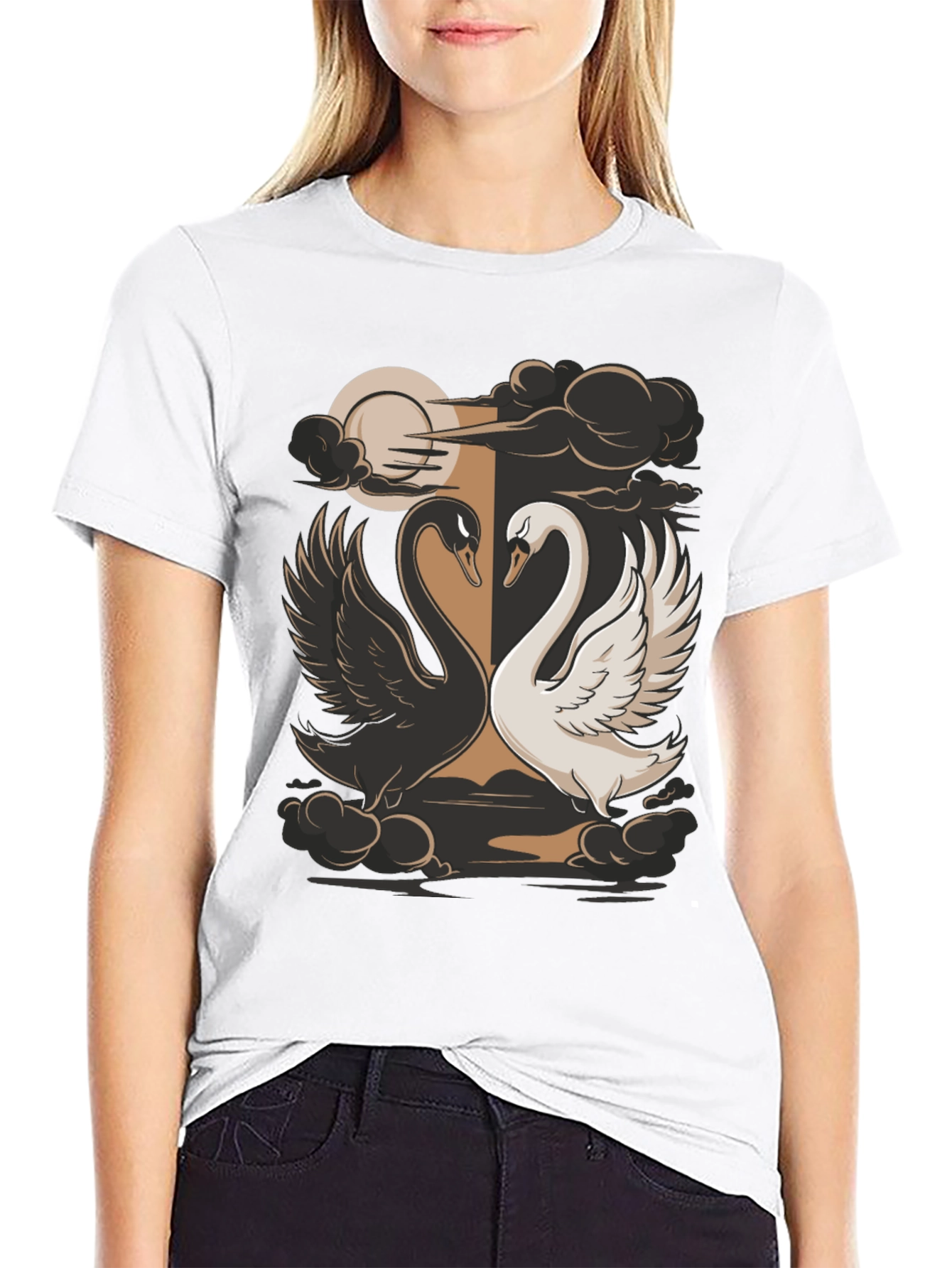 Yin Yang Swans Graphic Tee