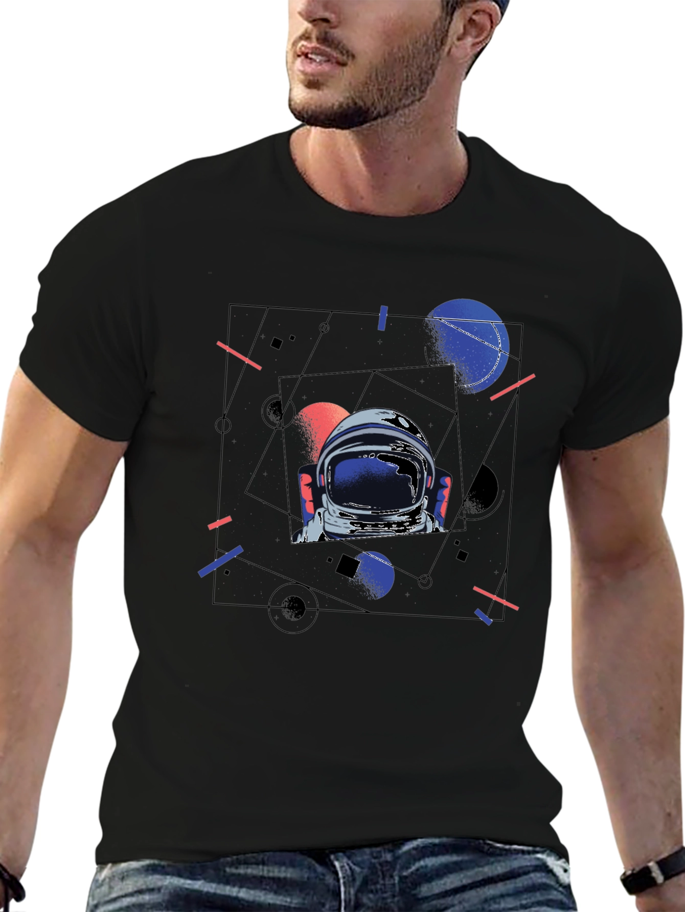 Astronaut Graphic Tee - Space Helmet Design