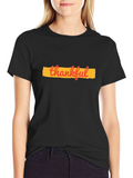 Thankful Graphic T-Shirt - Black Cotton Blend Tee