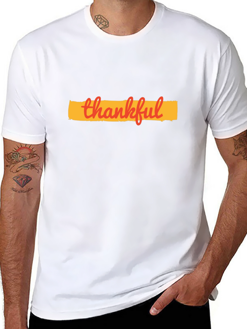 Thankful Graphic T-Shirt - Black Cotton Blend Tee