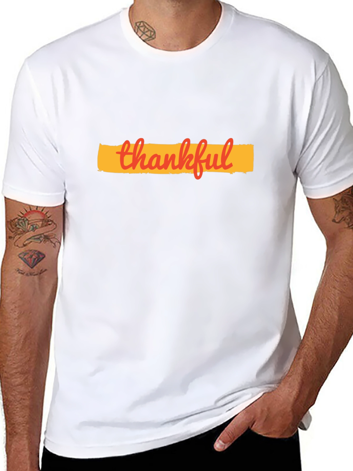 Thankful Graphic T-Shirt - Black Cotton Blend Tee