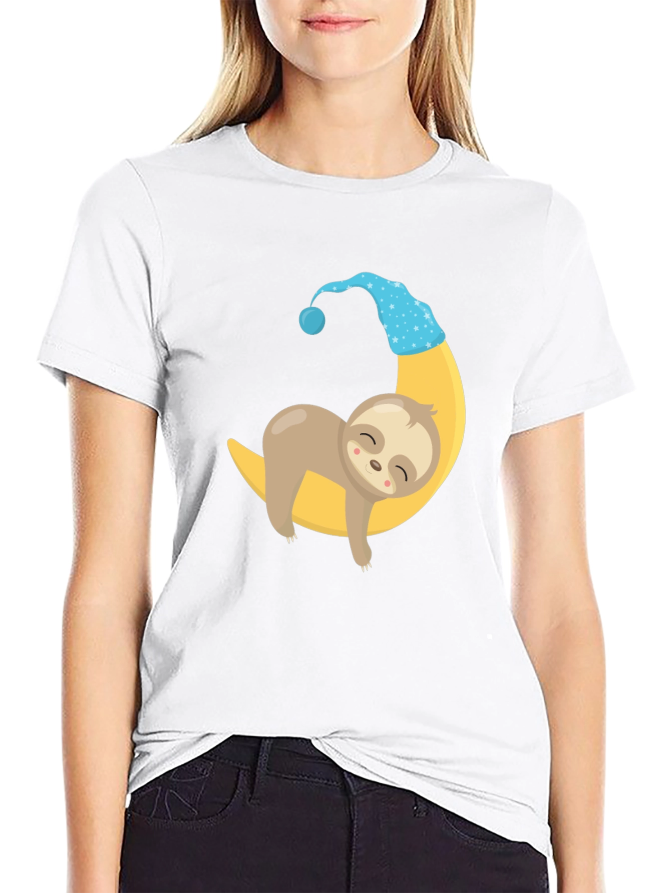 Sleepy Sloth Moon Graphic Tee - Comfortable & Stylish