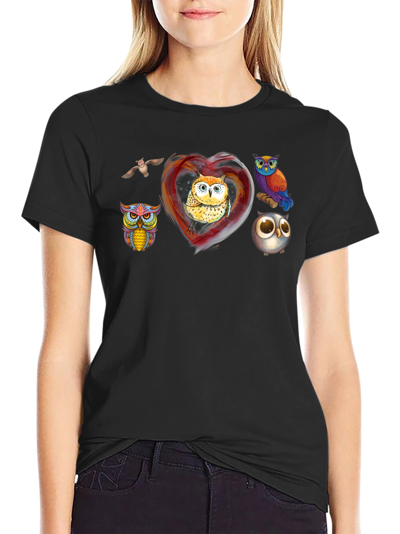 Owl Heart Graphic T-Shirt