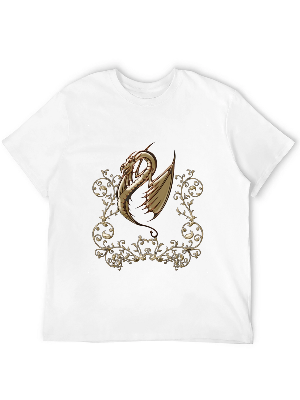 Dragon Scrollwork Graphic Black T-Shirt
